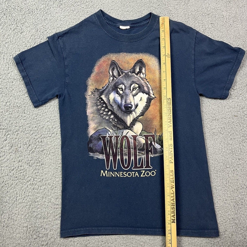 Vintage Wolf Minnesota Zoo Animal T Shirt Blue MN Size Small - Picture 5 of 6